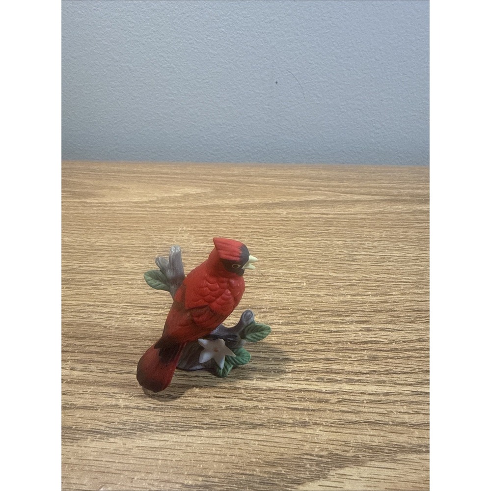 Vintage Lefton Cardinal‎ #00749 Hand Painted Cardinal On A Branch Flower Taiwan
